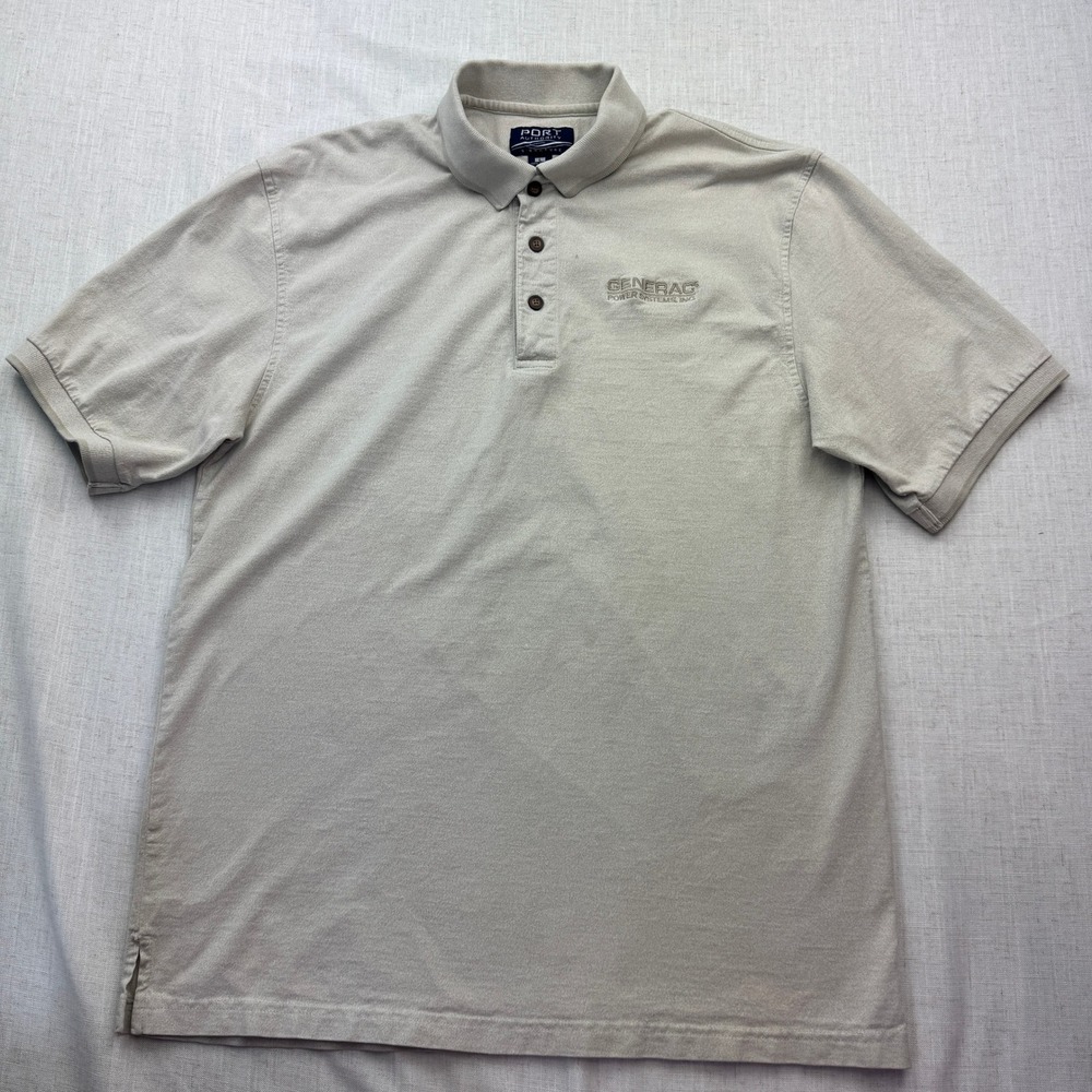 Port Authority Polo Shirt Mens Large Beige Generac Cotton Short Sleeve Workwear